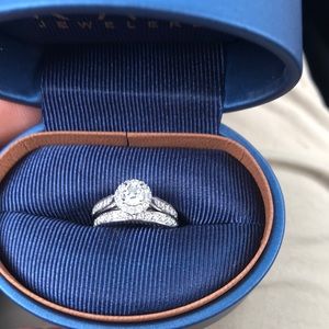 Leo diamond engagement ring set.